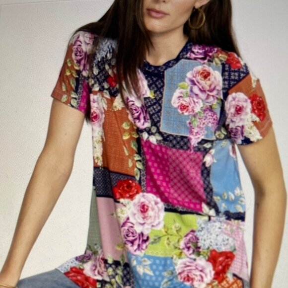 JOHNNY WAS Rose Patch Swing Tee: Size XS/Small in Excellent Pre-Loved Condition - Picture 1 of 10